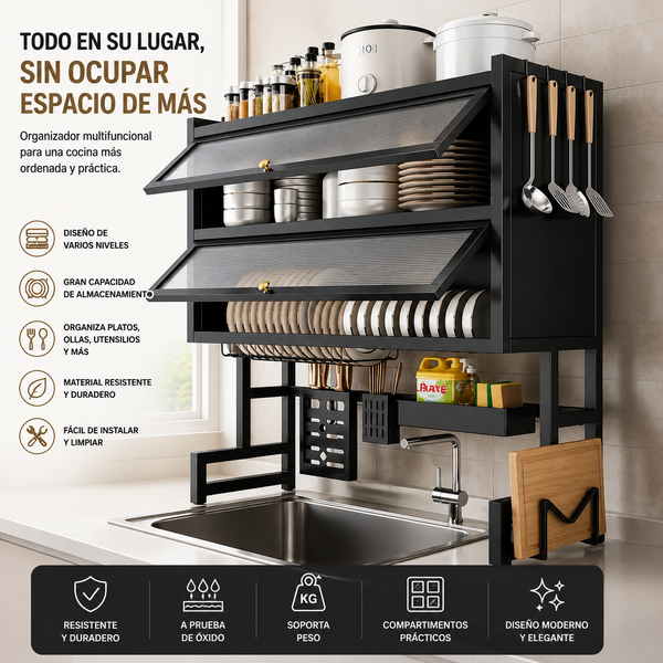 Organizador de Cocina Metálico de 2 Niveles