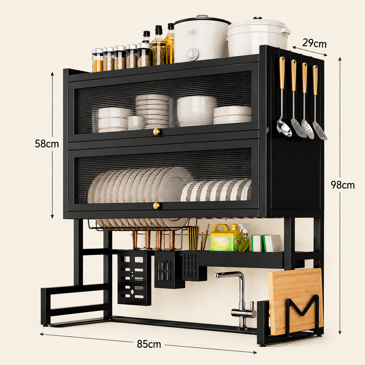 Organizador de Cocina Metálico de 2 Niveles