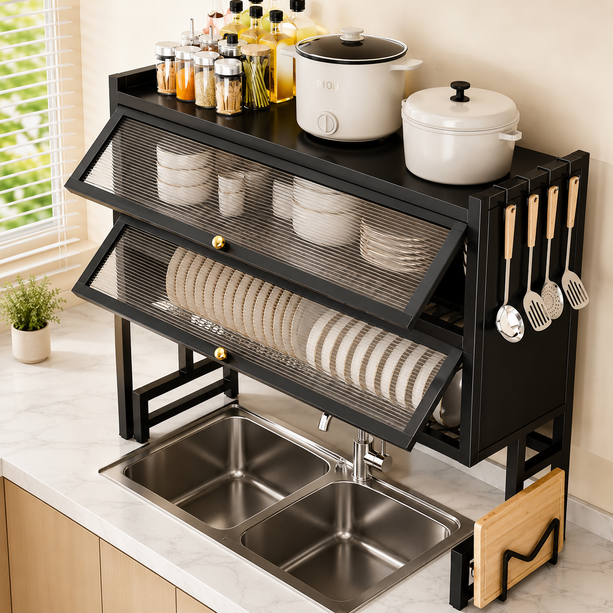 Organizador de Cocina Metálico de 2 Niveles